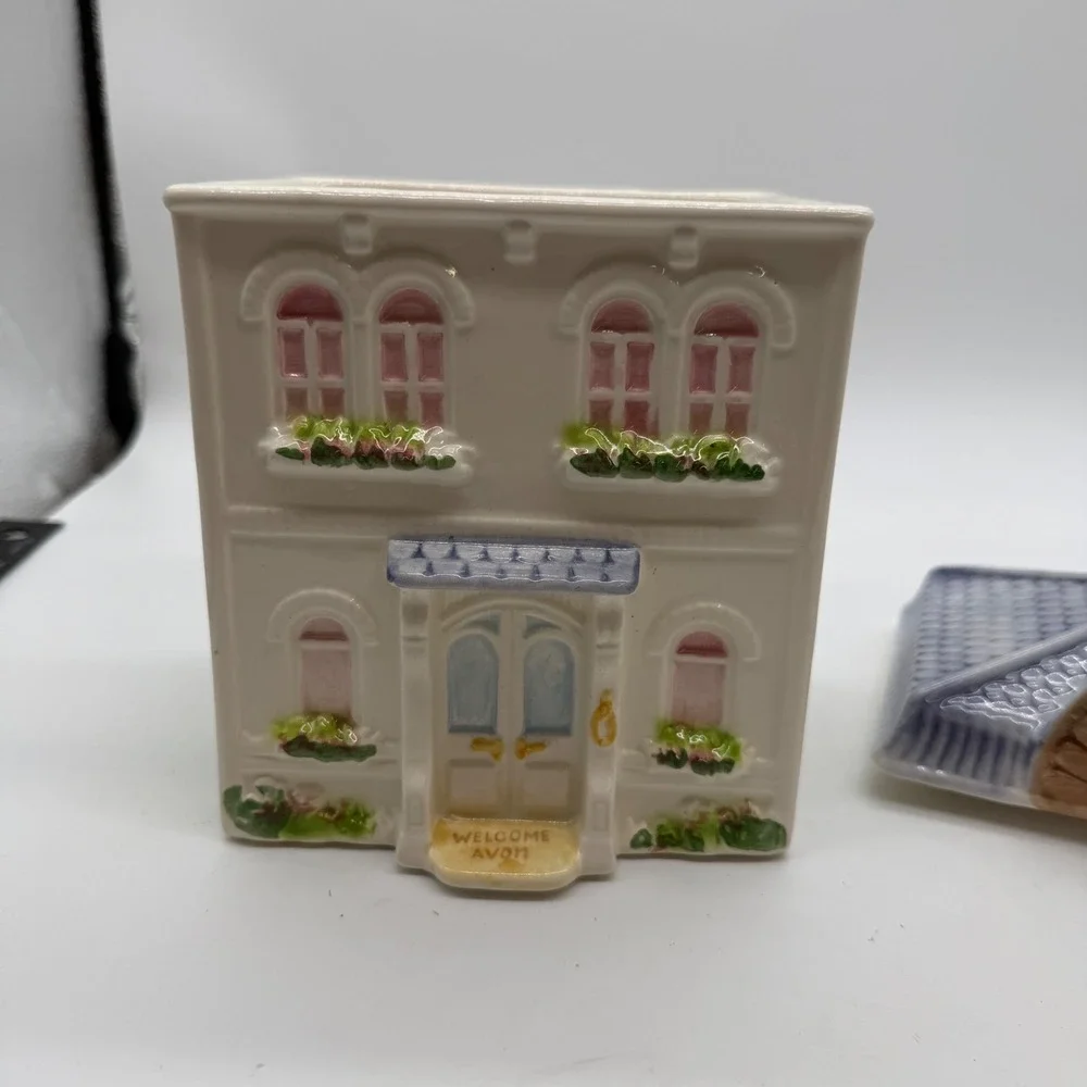 Vintage Avon Townhouse Canister Collection Ceramic Jar Hand Painted Brazil L